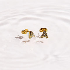 Crystal Initial Stud Earrings