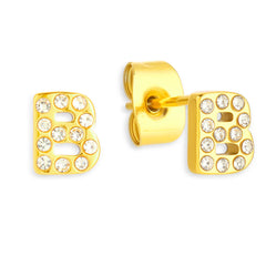 Crystal Initial Stud Earrings