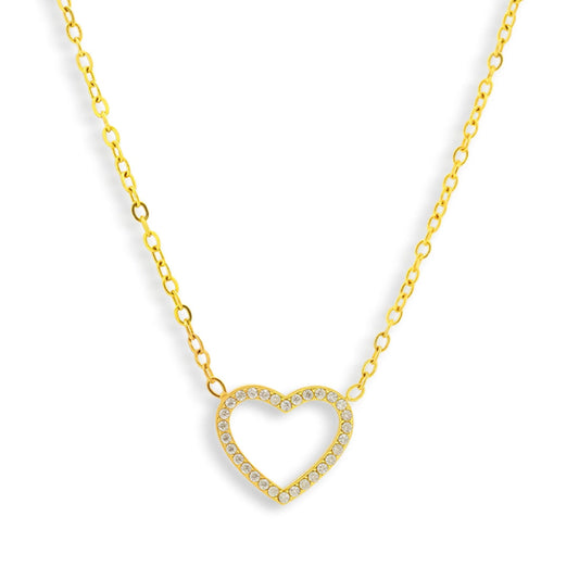 Crystal Heart Outline Necklace