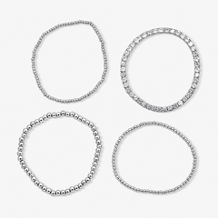 Icy Golden Beaded Bracelet 4 Piece Set