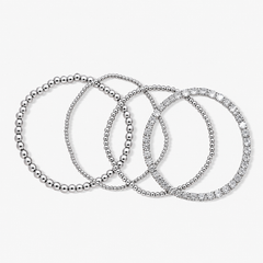 Icy Golden Beaded Bracelet 4 Piece Set