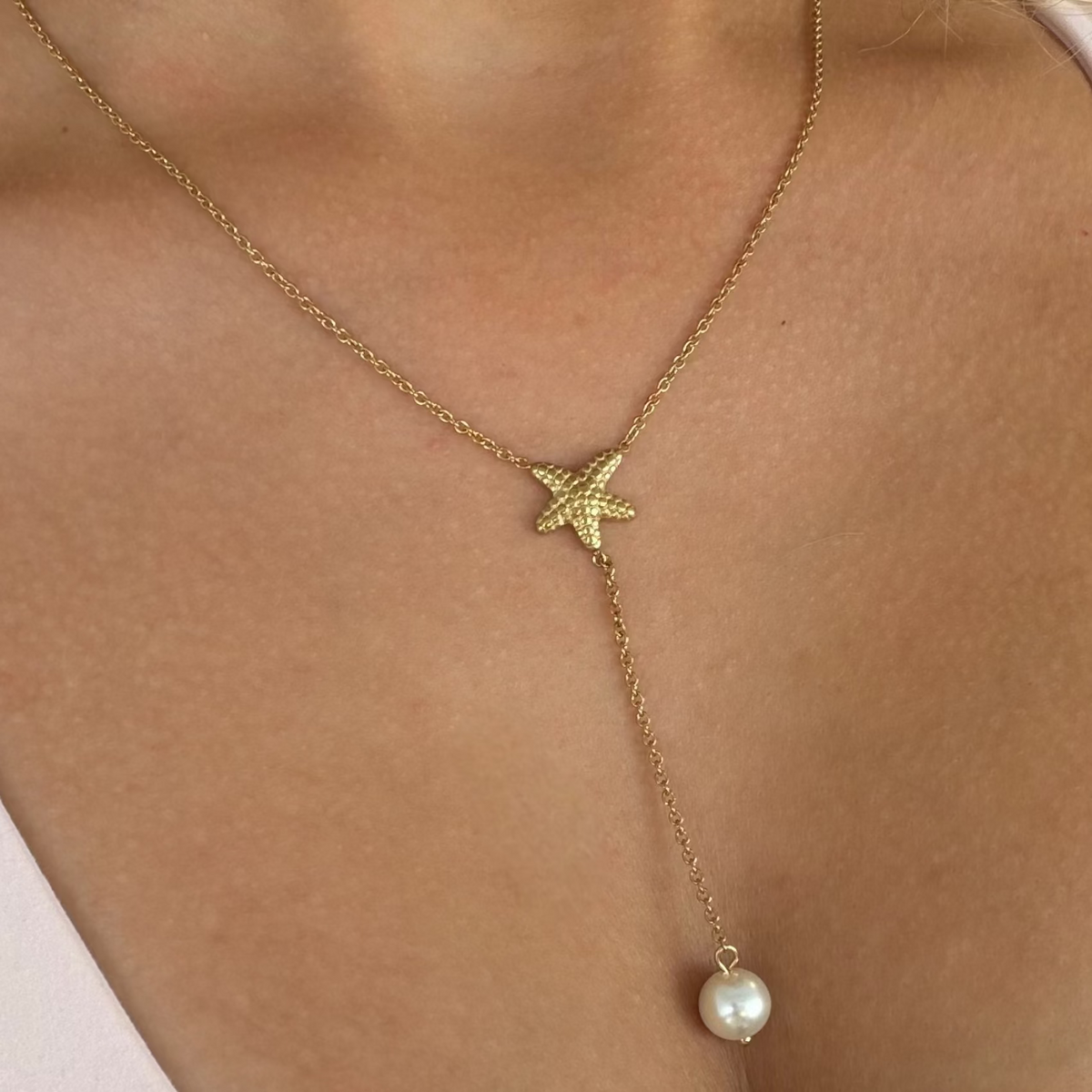 Pearly Sea Lariat Necklace