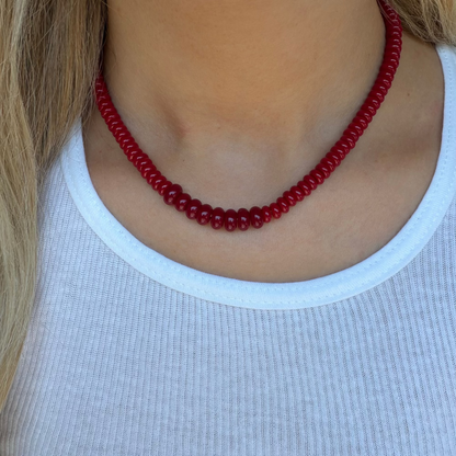 Scarlet Glow Beaded Necklace