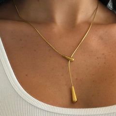 Golden Drip Lariat Necklace