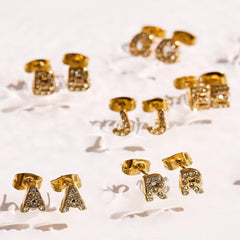 Crystal Initial Stud Earrings