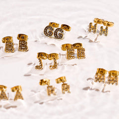 Crystal Initial Stud Earrings