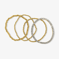 Icy Golden Beaded Bracelet 4 Piece Set