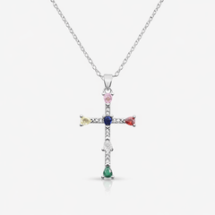Rainbow Blessings Cross Necklace