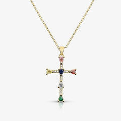 Rainbow Blessings Cross Necklace