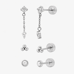 Starry Babe Flat Back 3 Piece Earring Set